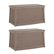 Suncast Elements 30 Gallon Outdoor Patio Resin Wicker Coffee Table (2 Pack)