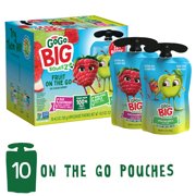 GoGo BIG squeeZ, Amazing Apple & Rad Raspberry, 4.2 oz Pouches, 10 Pack