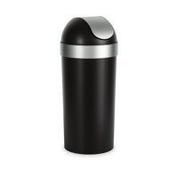 Umbra 16 Gallon (62L) Venti Swing Top Kitchen Trash Can for Indoor, Outdoor or Commercial Use, Black/Nickel