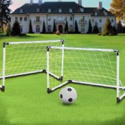 2x Mini Football Soccer Goal Post Net + Ball + Pump Kids Outdoor Sport Training
