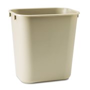 Rubbermaid Commercial Deskside Plastic Wastebasket, Rectangular, 3.5 gal, Beige -RCP295500BG
