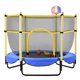 image 0 of 5ft Kids Trampoline with Basketball Hoop and Enclosure, Outdoor Indoor Mini Recreational Trampoline for Toddlers Boys Girls Birthday Gift, Blue Yellow