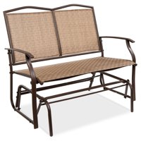 Best Choice Products 2-Person Outdoor Swing Glider, Patio Loveseat, Steel Bench Rocker for Porch w/ Armrests - Brown