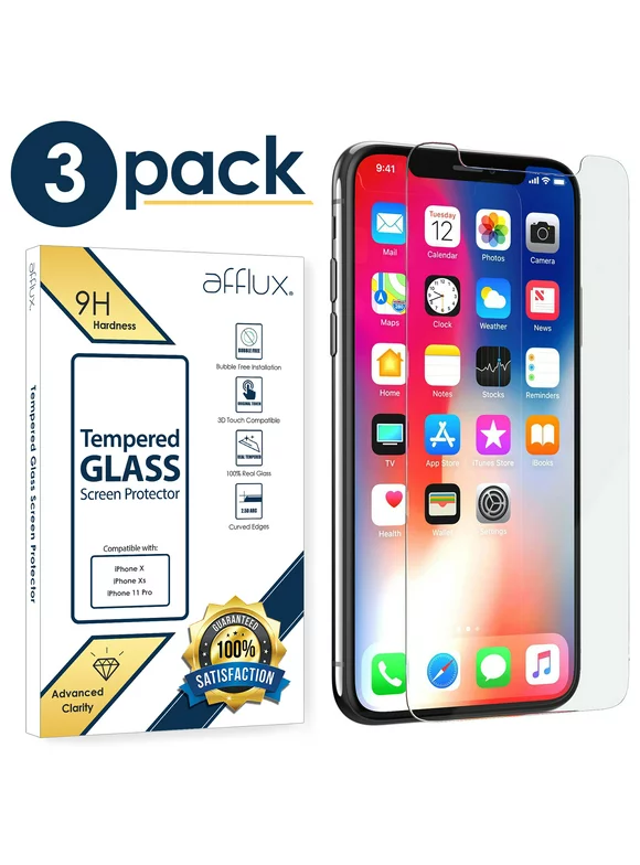 Afflux Apple iPhone X Tempered Glass Screen Protector Film Guard Case Friendly For iPhone 10 5.8 inch