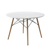 Mainstays 42" Round Modern Dining Table Mid Century Style, Beech and White Color
