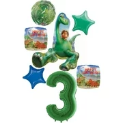 The Good Dinosaur Party Supplies 3rd Birthday Arlo and Spot Balloon Bouquet Decorations - Green Number 3