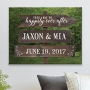 Personalized This Way to Happily Ever After Canvas, Available in 4 Sizes