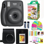 Fujifilm Instax Mini 11 Lilac  Charcoal Grey Camera with Fuji Instant Film Twin Pack (20 Pictures) + Case with strap  Album, Stickers, and More Accessories Bundle
