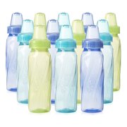 Everillo Classic Tinted BPA-Free Plastic Baby Bottles - 8oz, Teal/Green/Blue, 12ct