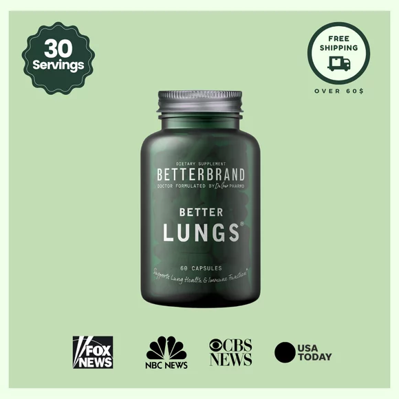 Betterbrand BetterLungs Daily Respiratory Health Supplement - with Mullein Leaf, Elderberry, Vitamin D, Ginseng and Reishi Mushroom | Lung Health, Allergy, Sinus, and Mucus Relief