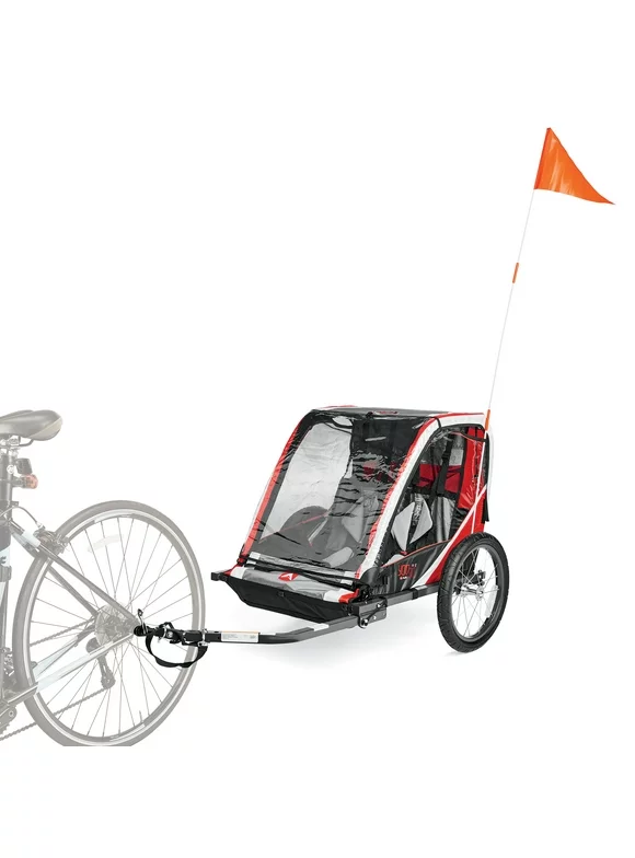 Allen Sports Deluxe 2-Child Bike Trailer up to 50 lbs each, Model T2, color Red.  Max weight 100 lbs.