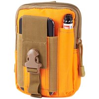 Bemz Tactical Pouch Compatible with Samsung Galaxy S20 FE 5G (600D Waterproof Nylon Material Utility EDC MOLLE Belt Clip Travel Carrying Holster Case Holder Bag) - Orange/Brown