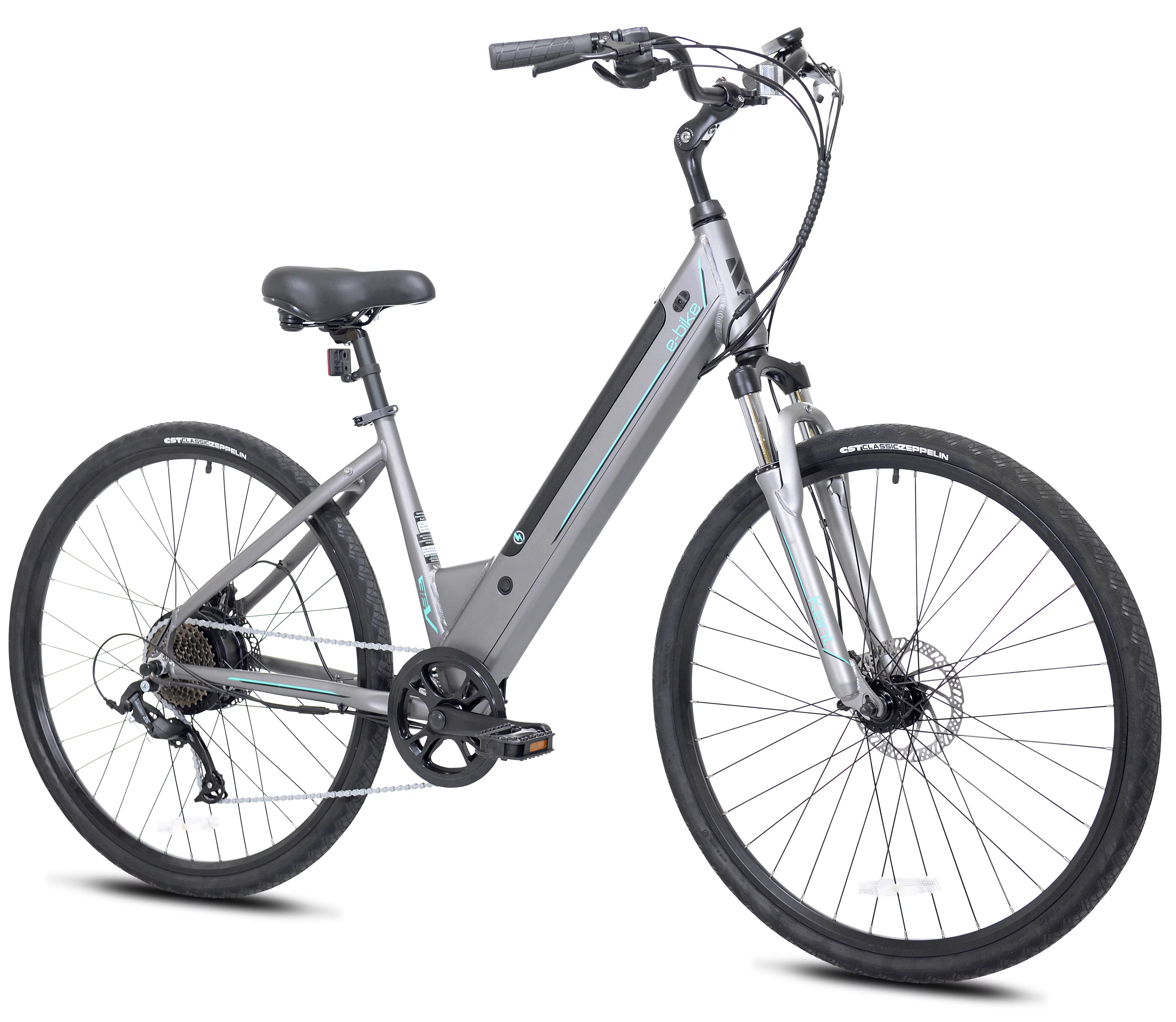 Kent Bicycles 700C 350W Pedal Assist Step-Through Comfort Electric Bicycle, Gray