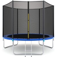 10FT Trampoline with Safety Enclosure Net, Combo Bounce Jump Outdoor Fitness Trampoline PVC Spring Cover Padding Exercise Trampoline for Kids and Adults