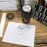 Personalized Round Self-Inking Rubber Stamp - Holiday Wishes