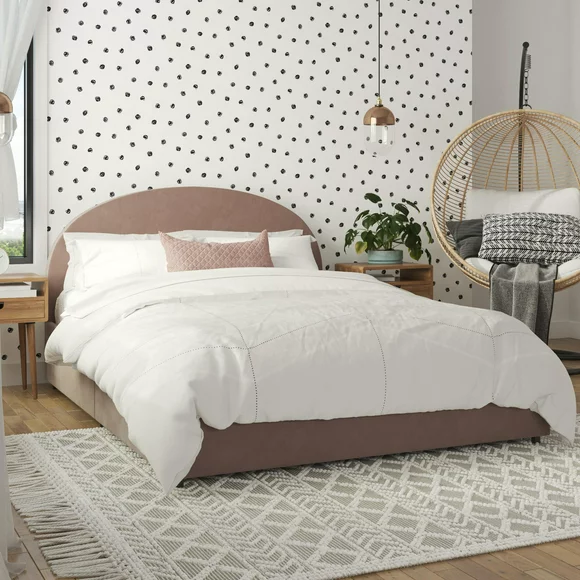 Mr. Kate Moon Upholstered Bed with Storage, Queen Size Frame, Blush Velvet