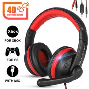 TSV Stereo Gaming Headset with Noise Canceling Mic, 3.5mm Surround Sound Gaming Headphones with Volume Control & Soft Memory Earmuffs Fits for PS4, Xbox One, PC, Nintendo 3DS, Laptop, PSP, Tablet