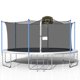 image 3 of 16FT Trampoline with Enclosure Net Basketball Hoop and Ladder, Combo Bounce Jump Trampoline for Kids and Adults with Jumping Mat and Spring Cover Pad - Silver