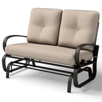 Costway Glider Outdoor Patio Rocking Bench Loveseat Cushioned Seat Steel Frame Furniture