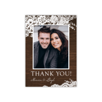 Personalized Wedding Thank You - Rustic Lace Border - 5 x 7 Flat