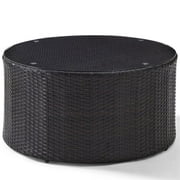 Crosley Furniture Catalina Outdoor Wicker Round Glass-Top Coffee Table