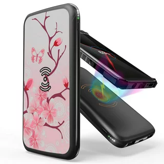 INFUZE Portable Charger for Google Pixel 7 Pro (Qi Wireless 10000 mAh External Battery 18W Power Delivery) - Cherry Blossom Tree Flowers