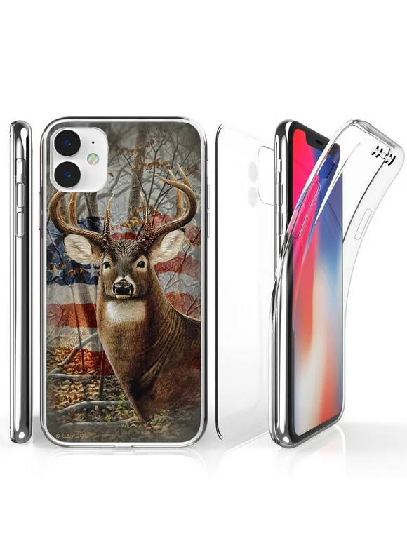 BC [TriMax Series] Case for Apple iPhone 11, 6.1 inch |Full Body Protective Cover with Self-Healing Slim Gel Screen Protector - USA Deer Hunter Camo