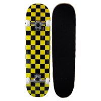 Runner Sports Complete Full Size Maple Checkerboard Deck Skateboard - Yellow