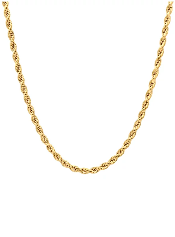 Gold-Tone Stainless Steel 2.3MM Rope Link 24" Chain Necklace, Unisex