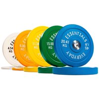 Everyday Essentials Color Coded Olympic Bumper Plates w Steel Hub, 10-370 lbs, Singles and Sets