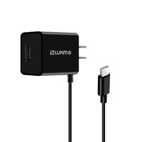 Wall Charger for Motorola Moto G7, G7 Power, G7 Play, G7 Plus - Luxmo Compact 10W/2.1A High Power Fast Charging Type-C Travel/Home Wall Charger with Extra USB Port and Atom Wipe - (3.75 Foot) - Black