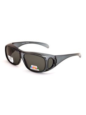 Polarized Fit Over Glasses Sunglasses Rectangular Frame Black Brown 63MM