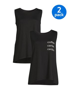 Athletic Works Women's Graphic Tank Tops, 2-Pack
