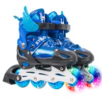 kids Adjustable Inline Skates with Light up Wheels, Outdoor & Indoor Illuminating Roller Skates, Roller skates skating shoes for Boys, Girls, Beginners, side with wing