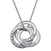 Family Jewelry Personalized Mother's Sterling Silver or Gold over Silver Interlocking Rings Engraved Names Necklace, 18"
