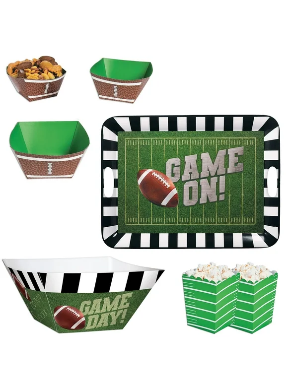 Football Game Day Food Snack Stadium Party Pack, 20pc, Green Black