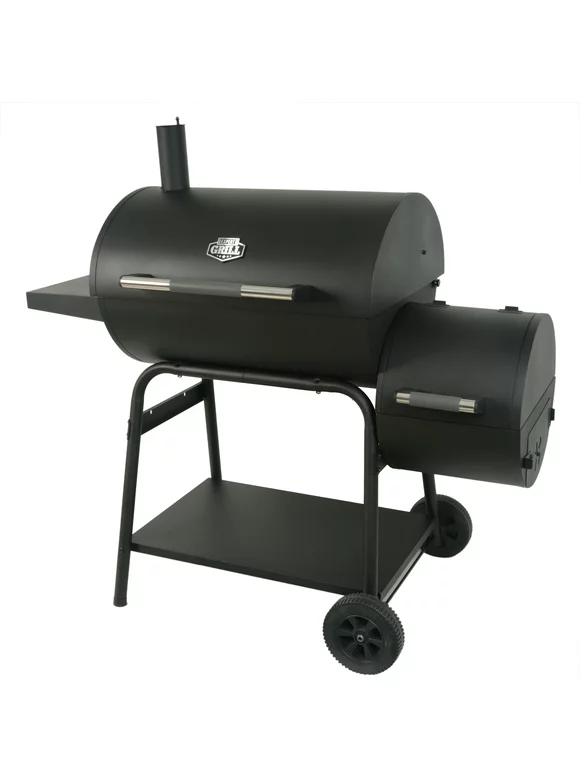 Expert Grill 28" Offset Charcoal Smoker Grill with Side Firebox, Black
