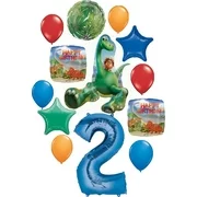 The Good Dinosaur Party Supplies 2nd Birthday Arlo and Spot Balloon Bouquet Decorations - Blue Number 2
