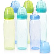 Everillo Feeding Vented + BPA-Free Plastic Baby Bottles - 8oz, Teal/Blue/Green, 6ct