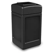 Commercial Zone 732101 Open-Top Indoor/Outdoor Square 42 Gallon Large Waste Trash Container Bin, Black