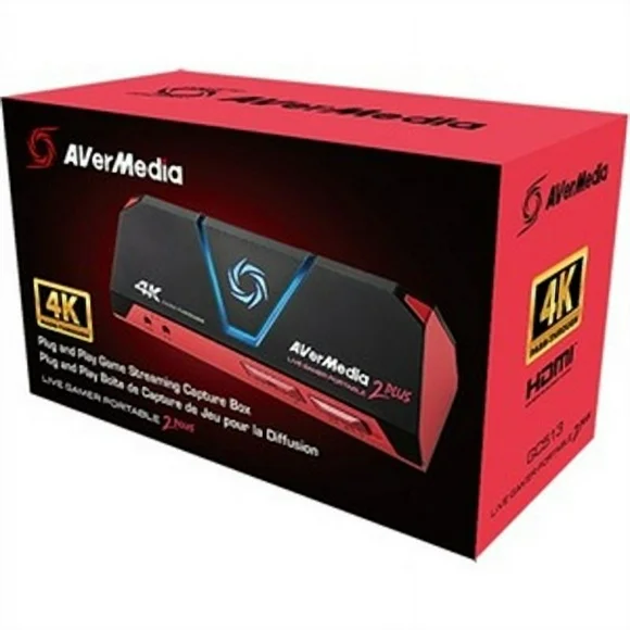 AVerMedia Live Gamer Portable 2 Plus, 4K Pass-Through, 4K Full HD 1080p60 USB Game Capture, Ultra Low Latency, Record, Stream, Plug & Play, Party Chat for XBOX, PlayStation, Nintendo Switch (GC513)