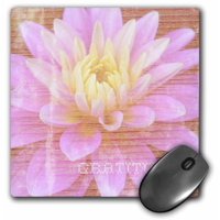 3dRose Zen Gratitude Pink Dahlia Flower Wood Design Flower Photography, Mouse Pad, 8 by 8 inches