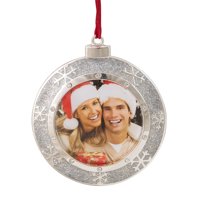 3.25" Circular Snowflake Photo Frame with European Crystals Christmas Ornament