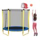 image 5 of 5.5ft 220lbs Load Trampoline With Enclosure Net And Basketball Hoop For Kids Toddler Indoor Outdoor Rebounder Trampoline, Blue 76.5x63x60inch