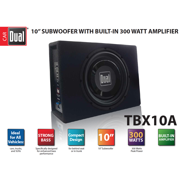 Dual Electronics TBX10A 10-inch Shallow Enclosed High Performance Subwoofer | 300W Amplifier | Ventilated Control Circuitry System | Specialized Tuned Port