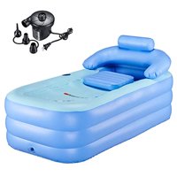 WBHome Inflatable Bath Tub PVC Portable Bathtub for Adult Bathroom SPA with Electric Air Pump, Blue