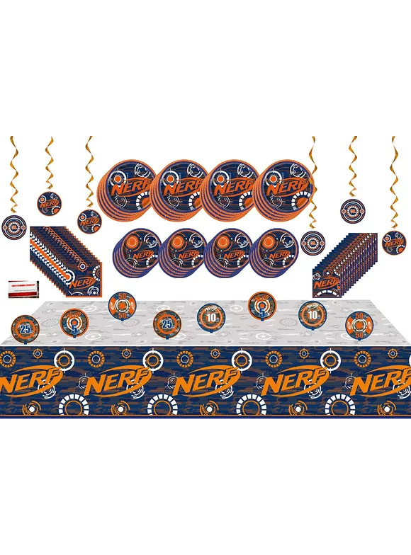 Nerf Premium Deluxe Birthday Party Supplies Jumbo Bundle Pack for 16 Guests (Plus Party Planning Checklist by Mikes Super Store)