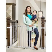 Regalo Extra Tall and Wide 2-in-1 Stairway and Hallway Wall Mounted Baby Gate, Bonus Kit, Includes Banister and Wall Mounting Kit