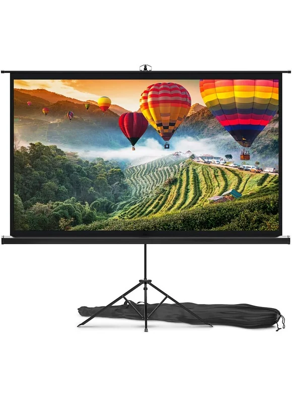 Pyle Projector Screen with Stand 80-inch Floor Standing Portable Fold-Out Rollup Matte for Projection PRJTP80