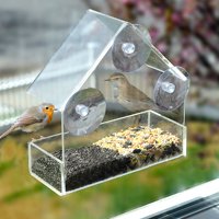 Willstar Bird Feeder Wild Bird Seed Feeder Removable Window Suction Cups Hanging Clear Viewing Feed Tray